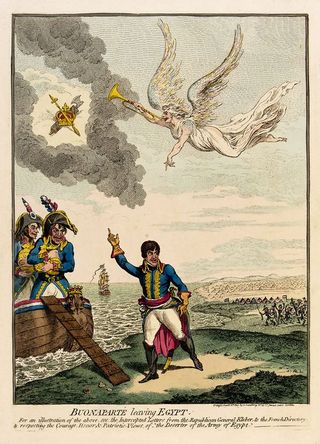 Caricature anglaise - Bonaparte quittant l'Egypte 22 aoüt 1799 J. Gillray
