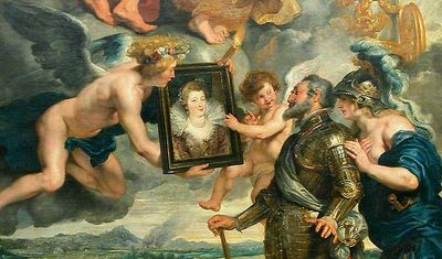 Henri IV reçoit le portrait de la reine et se laisse désarmer par l'amour - Rubens - Galerie Médicis - Louvre